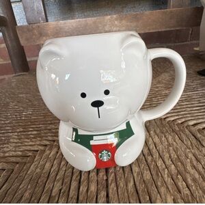 Starbucks 2025 Mug Ceramic Christmas Bearista Bear White 12oz HOLIDAY￼
